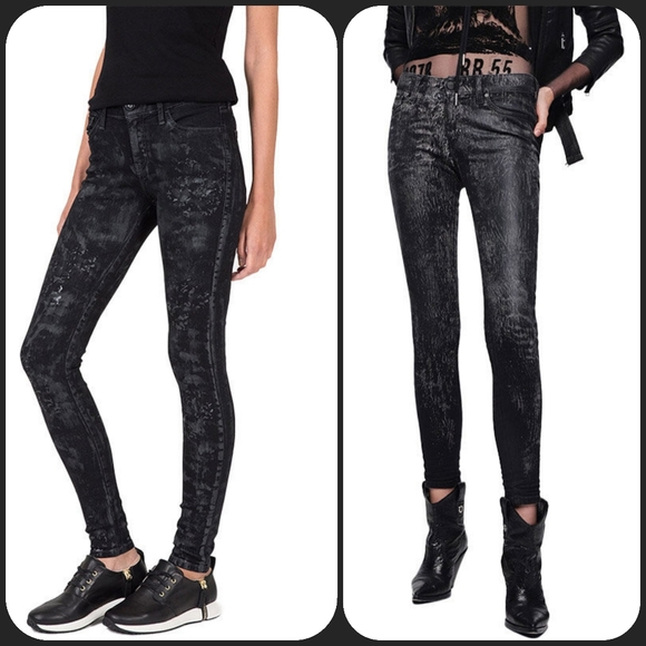 Diesel jeans SLANDY black creased Crinkled Coated scratched look skinny 096DE - Picture 7 of 16